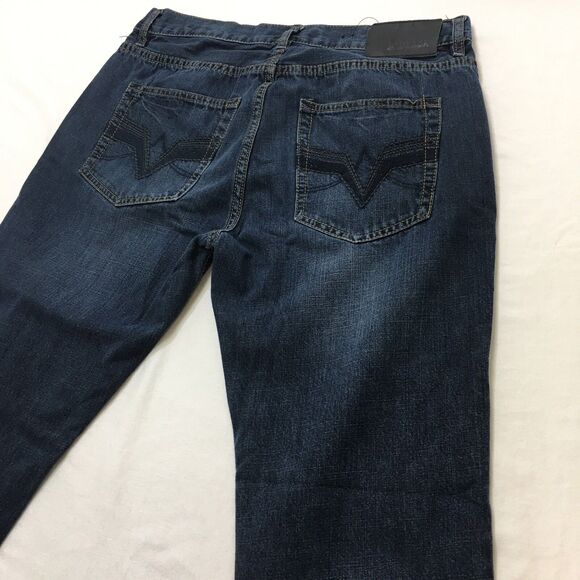 BUCKLE BLACK Jeans Men's 33 x 32 Low-Rise Slim Straight Rip Repair Denim Blue - Picture 8 of 16